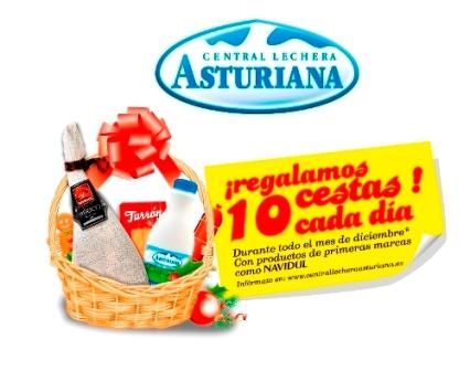 una de las 300 cestas de Navidad regala Central Lechera Asturiana