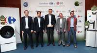 Paco Domínguez, Director Mercancías Non Food Carrefour; José de la Uz, Alcalde de Las Rozas; Eric Uzan, Director Ejecutivo de Carrefour Europa del Sur; Jaime de Jaraíz, Presidente y CEO de LG Electronics, y Gonzalo Anguita, Director Ejecutivo de FSC Españ