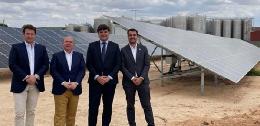 Román Cantarero y Jesús Cantarero, propietarios de Bodegas Fontana, Ramiz Mokbel, director territorial de ventas B2B en Endesa X, y Pedro Aparicio, ingeniero de proyectos energéticos de Endesa X.