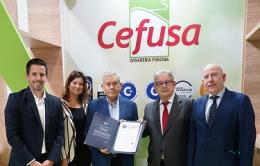 Jaime Forment Alba, director de Explotación de la certificadora OCA Global, Inmaculada Cánovas, directora general adjunta de Cefusa, Juan Cánovas, director general de Cefusa, José Fuertes, consejero delegado de Grupo Fuertes y Alberto Herranz, director de